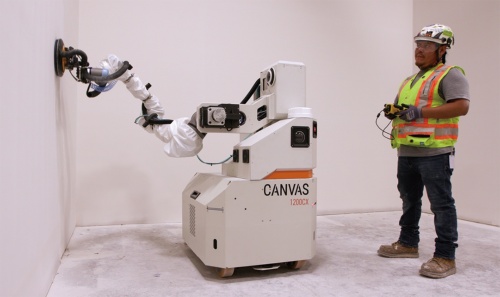 乾式壁の隙間を研磨するロボットの画像