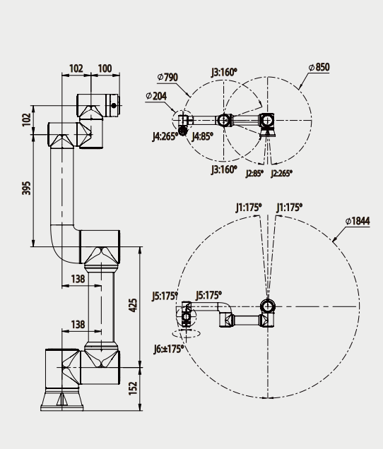 FR5の外形図・規格表