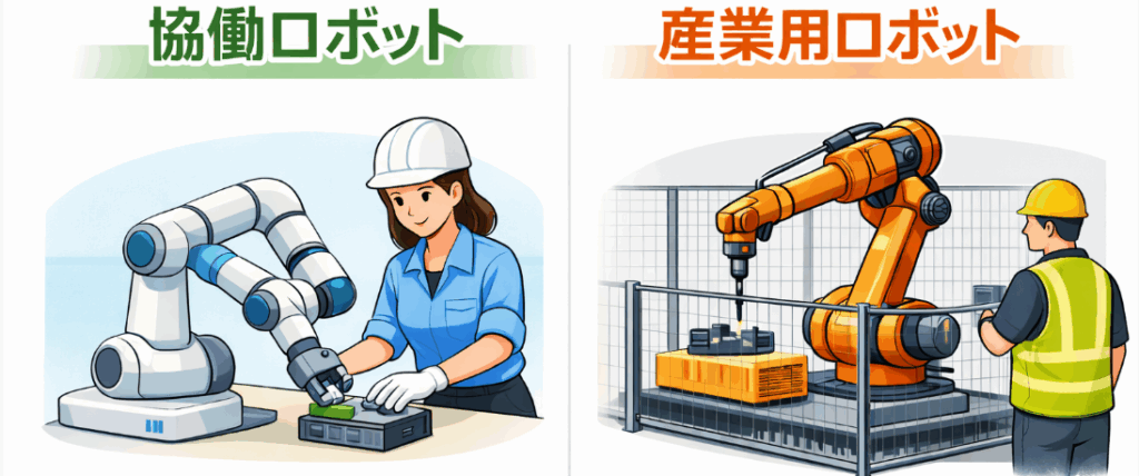 食品工場自動化における協働ロボットと産業用ロボットの違い