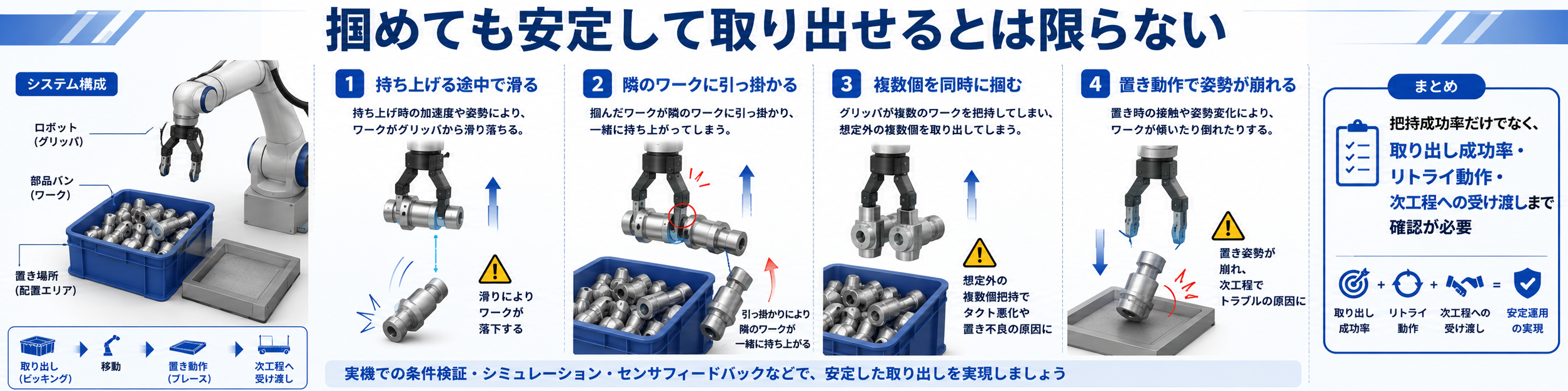 掴めても安定して取り出せるとは限らない