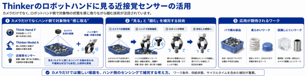 Thinkerのロボットハンドに見る近接覚センサーの活用